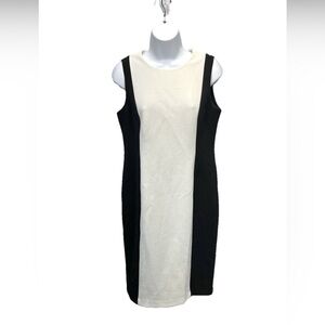 Calvin Klein Sheath Dress Women’s 10P Sleeveless Color Block Black White